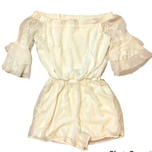 White Lace Embroidered Romper